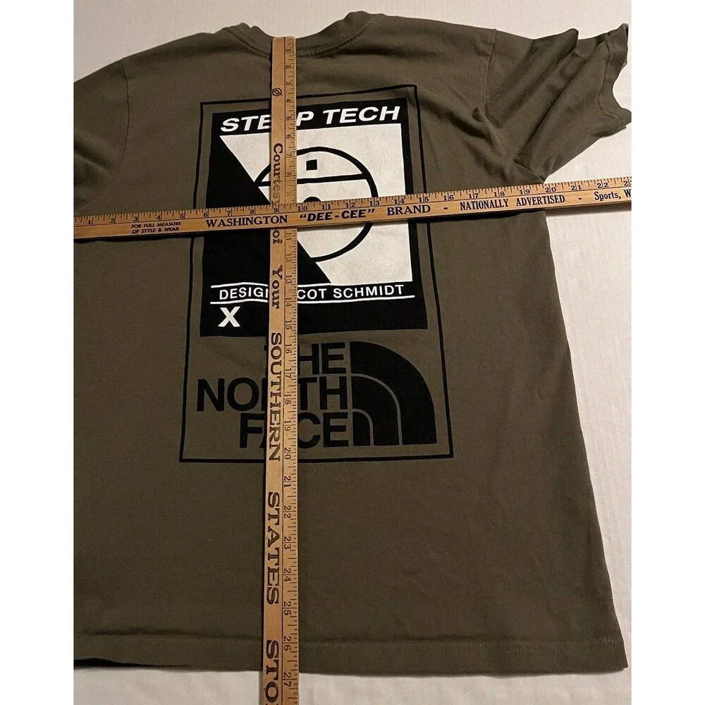North Face Steep Tech Scot Schmidt Graphic T-Shirt MEDIUM Olive Green Outdoors